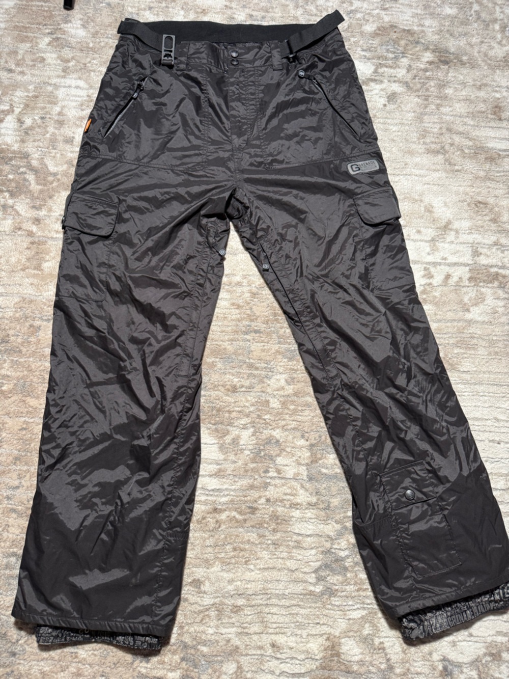Grenade Men's Black Cargo Snow Pants with Utility Pockets and Integrated Belt